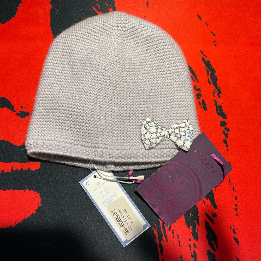 Jacadi Of Paris Grey baby bonnet with bow new with tags size 45
